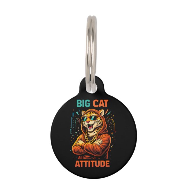 Placa Para Mascotas Actitud de gato grande (Anverso)