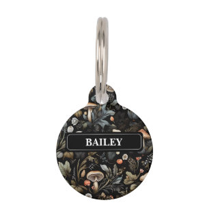 Placa Para Mascotas Acuarela Bosque de vegetación de los hongos Cae