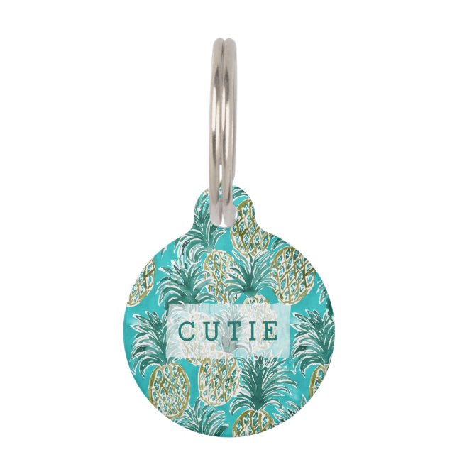 Placa Para Mascotas Acuarela caprichosa tropical del EN PUNTO de la (Anverso)