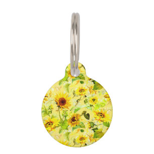 Placa Para Mascotas Acuarela Girasol 2