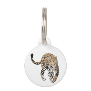 Placa Para Mascotas acuarela leopardo gato de la selva animal pintado 