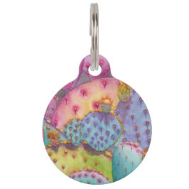 Placa Para Mascotas Acuarela Pear Cactus Personalizado Suroeste