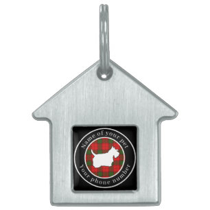 Placa Para Mascotas Adair Tartan Scottie Dog Personalizado