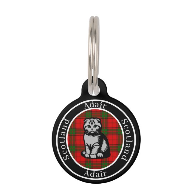 Placa Para Mascotas Adair Tartan & Scottish Kitty Personalizado (Anverso)