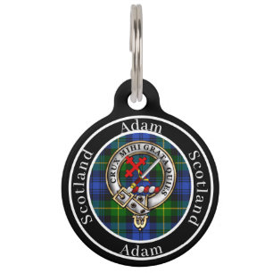Placa Para Mascotas Adam Clan Badge & Tartan Personalizado
