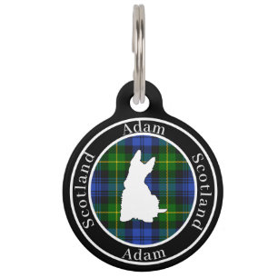 Placa Para Mascotas Adam Tartan & Scottie Dog Personalizado