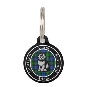 Placa Para Mascotas Adam Tartan & Scottish Kitty Personalizado
