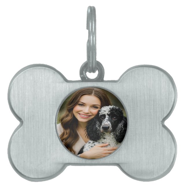 Placa Para Mascotas Add Poddle Photo Personalize Customize (Frente)