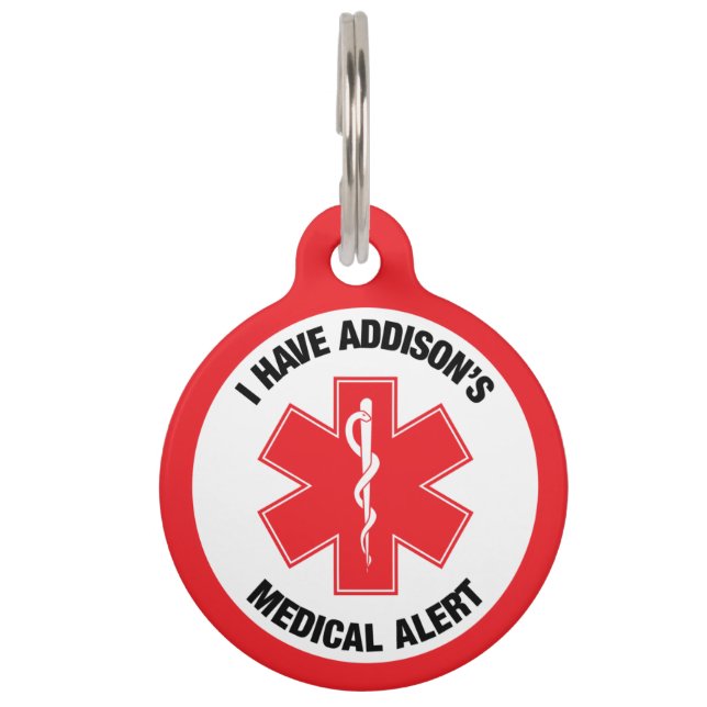 Placa Para Mascotas Addison's Disease Medical Alert  (Anverso)