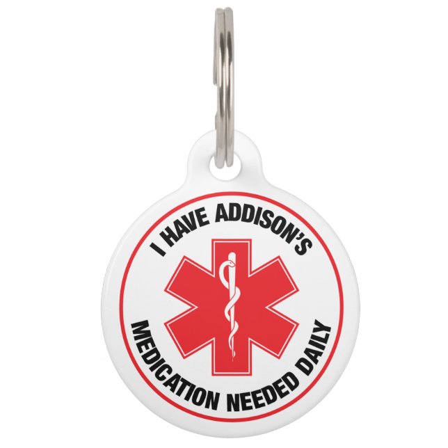 Placa Para Mascotas Addison's Disease Medical Alert Meds Needed (Anverso)