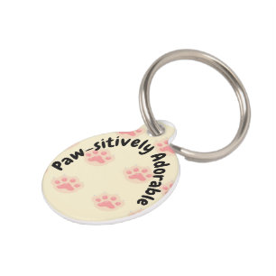 Placa Para Mascotas "Adorable de patas" Princesa de la pata rosa perso