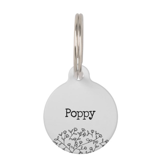 Placa Para Mascotas Adorable Floral Amapola (Anverso)