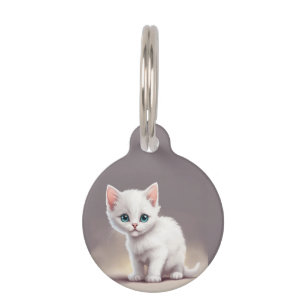 Placa Para Mascotas Adorable gatito blanco pequeño