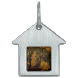 Placa Para Mascotas Adoración de unos de los reyes magos de Leonardo