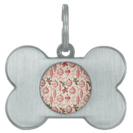 Placa Para Mascotas Adornos de Navidad de Toile Rojo Chinoiserie