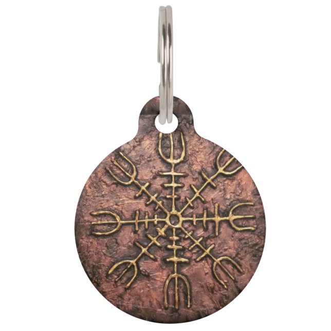 Placa Para Mascotas AEgishjálmr - Viking Helm of Awe Norse Protection (Reverso)