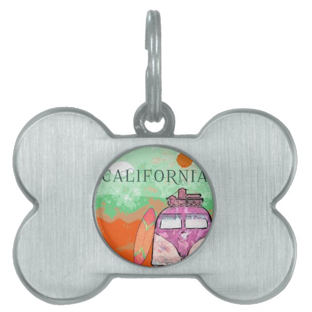 Placa Para Mascotas Afiche de viaje de California (Frente)