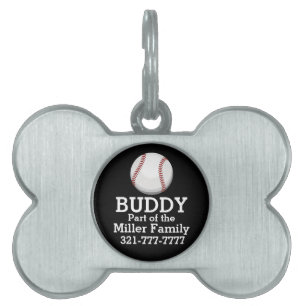 Placa Para Mascotas Aficionado al béisbol
