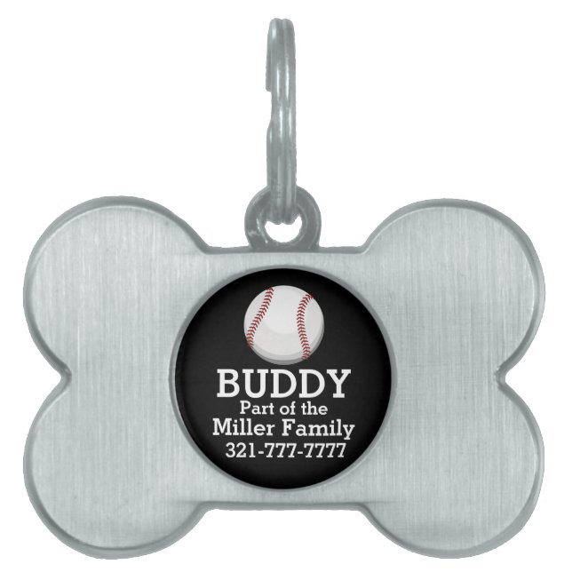 Placa Para Mascotas Aficionado al béisbol (Frente)