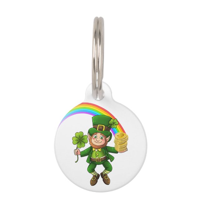 Placa Para Mascotas Afortunado Bitcoin Rainbow Leprechaun (Anverso)