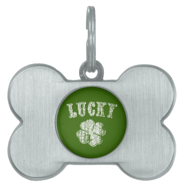 Placa Para Mascotas Afortunado - vint (Frente)