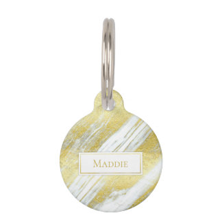 Placa Para Mascotas agajo de mármol de Relieve metalizado dorado oro m