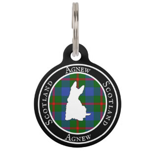 Placa Para Mascotas Agnew Tartan & Scottie Dog Personalizado