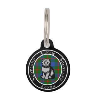 Placa Para Mascotas Agnew Tartan & Scottish Kitty Personalizado