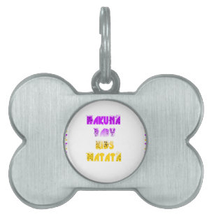 Placa Para Mascotas Agradable Hakuna Matata Púrpura y Amarillo Niños G