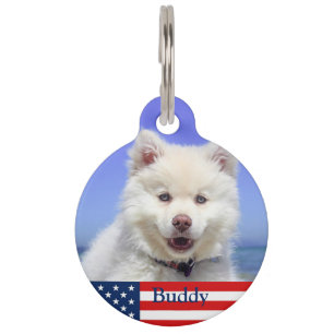 Placa Para Mascotas Agregar datos de contacto de nombre diseño patriót