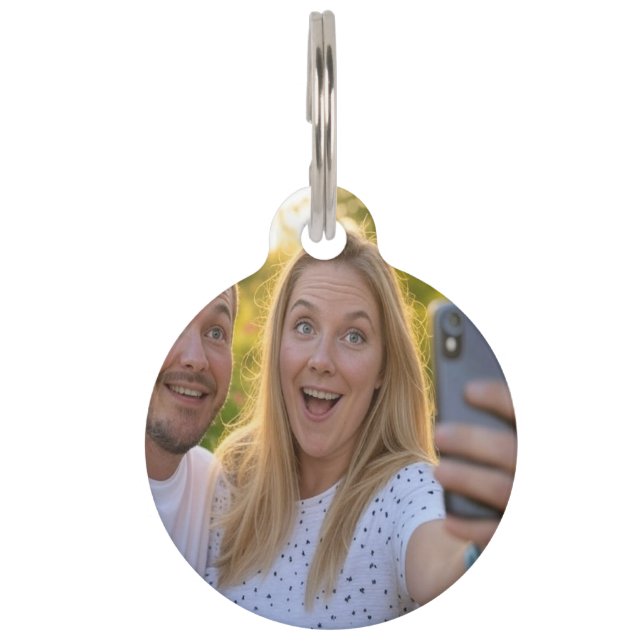 Placa Para Mascotas Agregar personalización de selfie (Anverso)