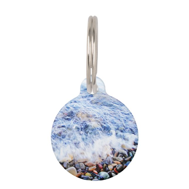 Placa Para Mascotas Agua azul Guay ondulante (Anverso)