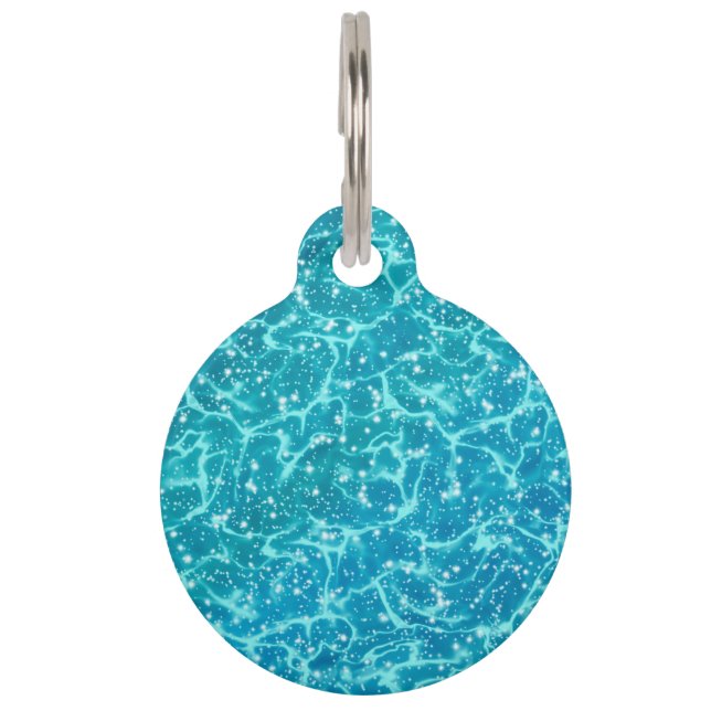 Placa Para Mascotas Agua de mar azul con paracaídas (Anverso)