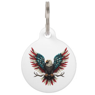 Placa Para Mascotas Águila calva norteamericana/estadounidense patriót