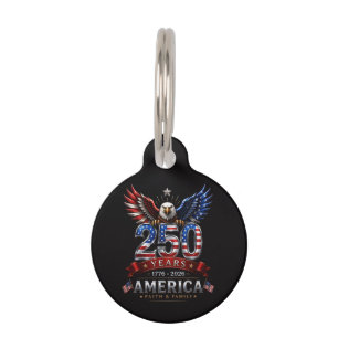 Placa Para Mascotas Águila patriótica de fe y familia América 250