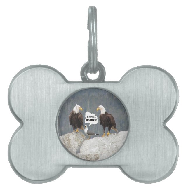 Placa Para Mascotas Aguilas divertidas y gaviota (Frente)