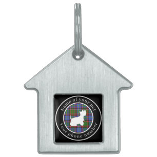 Placa Para Mascotas Aikenhead Tartan Scottie Dog Personalizado