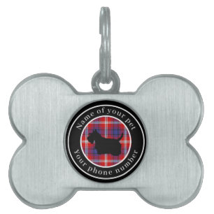 Placa Para Mascotas Ainslie Tartan Scottie Dog Personalizado