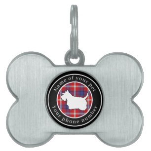 Placa Para Mascotas Ainslie Tartan Scottie Dog Personalizado