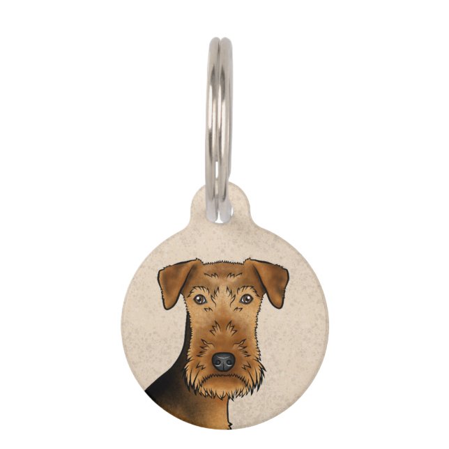 Placa Para Mascotas Airedale Terrier Cute Cartoon Perro de cierre (Anverso)