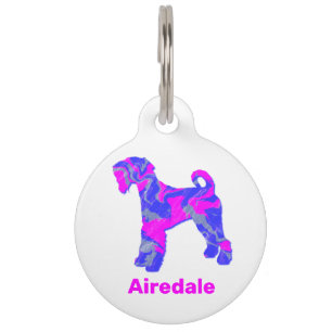 Placa Para Mascotas Airedale Terrier Dog Crazy Blanco caliente rosado 