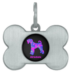 Placa Para Mascotas Airedale Terrier Dog Crazy Mascota Rosado Caliente