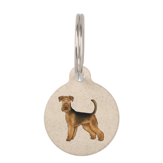 Placa Para Mascotas Airedale Terrier Dog Ilustracion Bingley Terrier (Anverso)