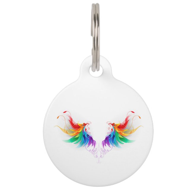 Placa Para Mascotas Alas del arco iris fluidas (Anverso)