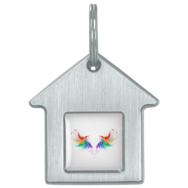 Placa Para Mascotas Alas del arco iris fluidas (Frente)