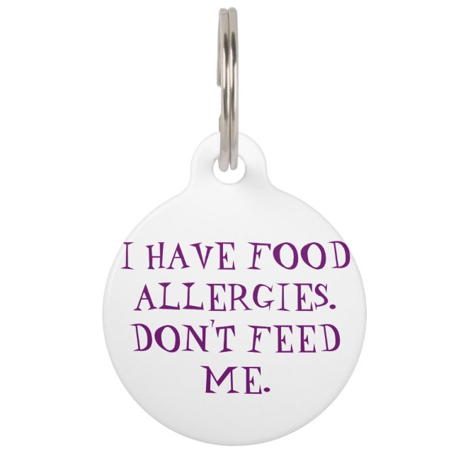 Placa Para Mascotas Alergia alimentaria Etiqueta de alerta médica para (Anverso)