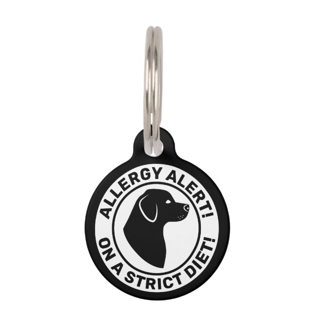 Placa Para Mascotas Alerta alérgica con silueta de perro negro (Anverso)