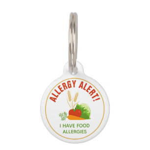 Placa Para Mascotas Alerta de Alergia a los Alimentos con Ilustracione
