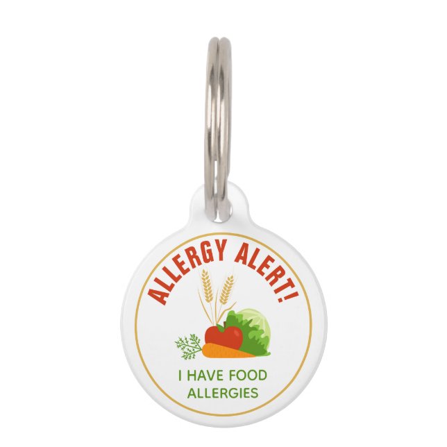 Placa Para Mascotas Alerta De Alergia Alimentaria Con Alimentos Person (Anverso)