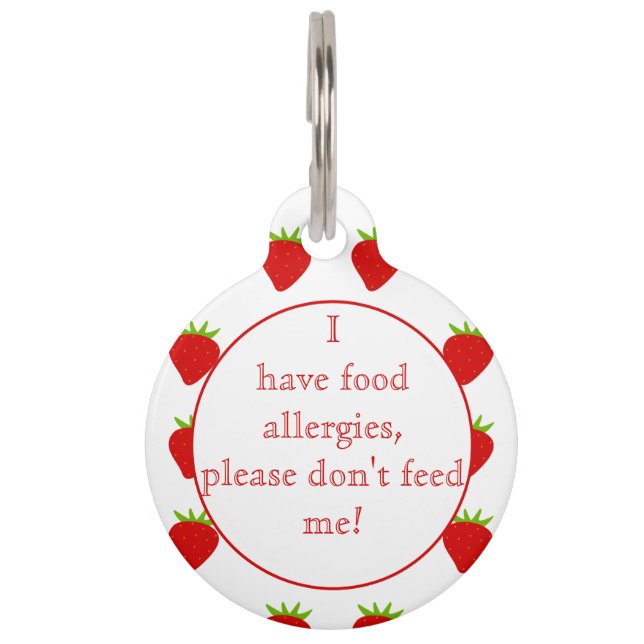 Placa Para Mascotas Alerta médica de alergias a alimentos en fresas (Anverso)
